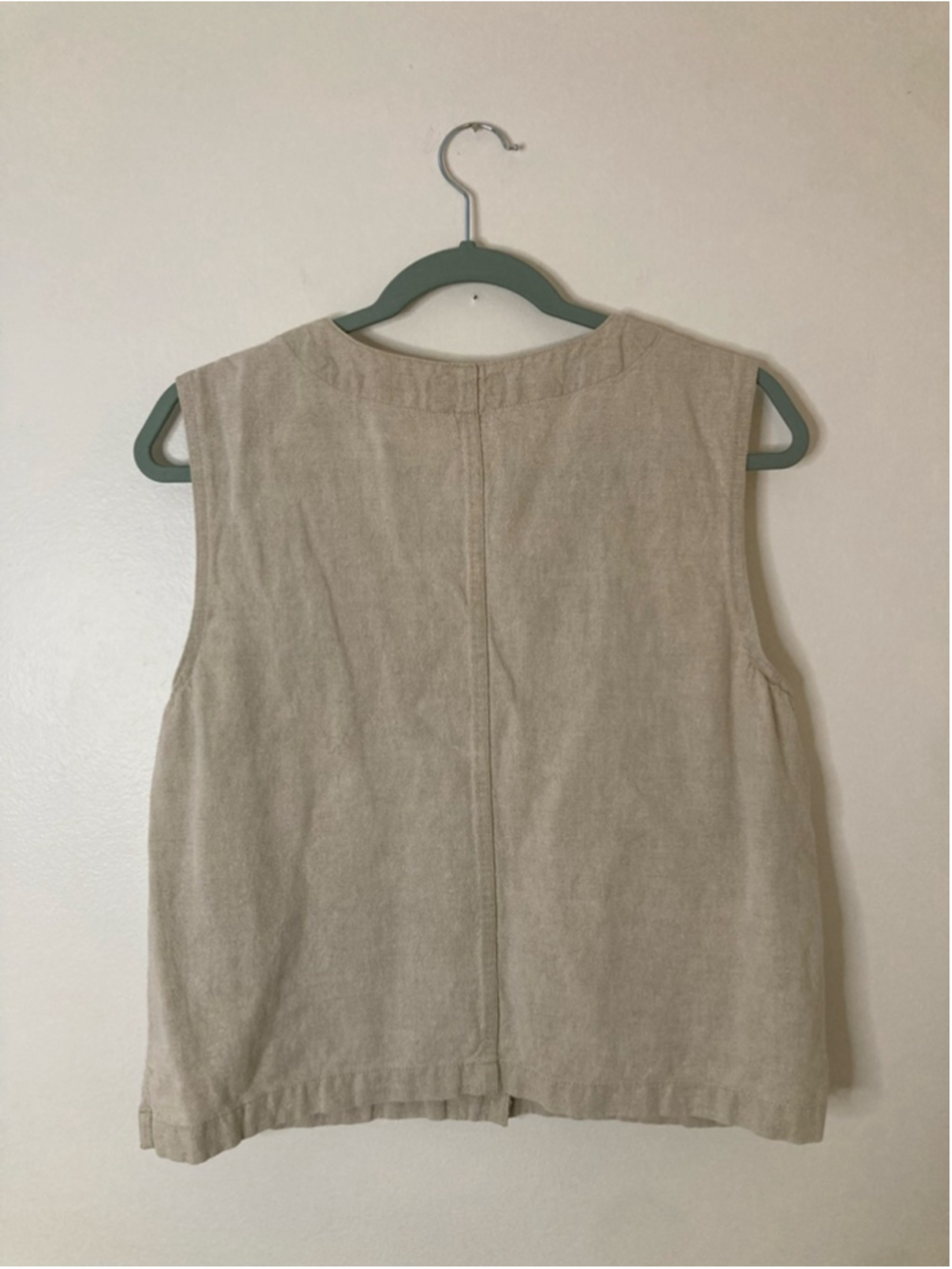 Vintage Cherokee Linen Cotton Embroidered Vest Beige Cottagecore Waistcoat L EUC - Picture 2 of 7